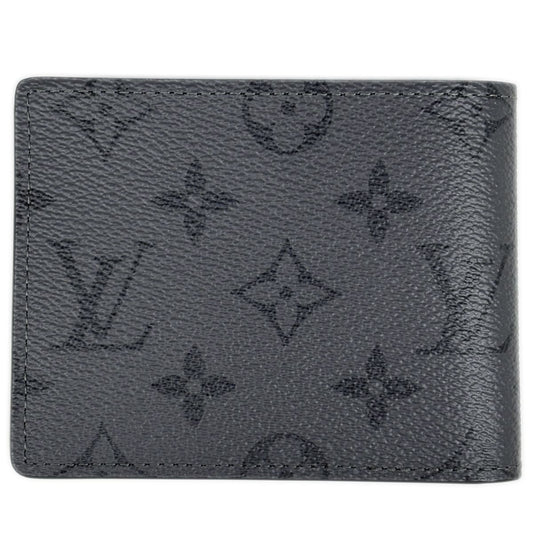 Louis Vuitton Portefeuille Calf Bifold Wallet Monogram Eclipse Gray