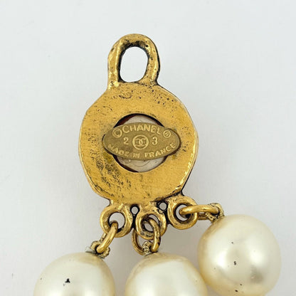 Chanel Faux Pearl Necklace Triple Strand Gold Plated — view 5