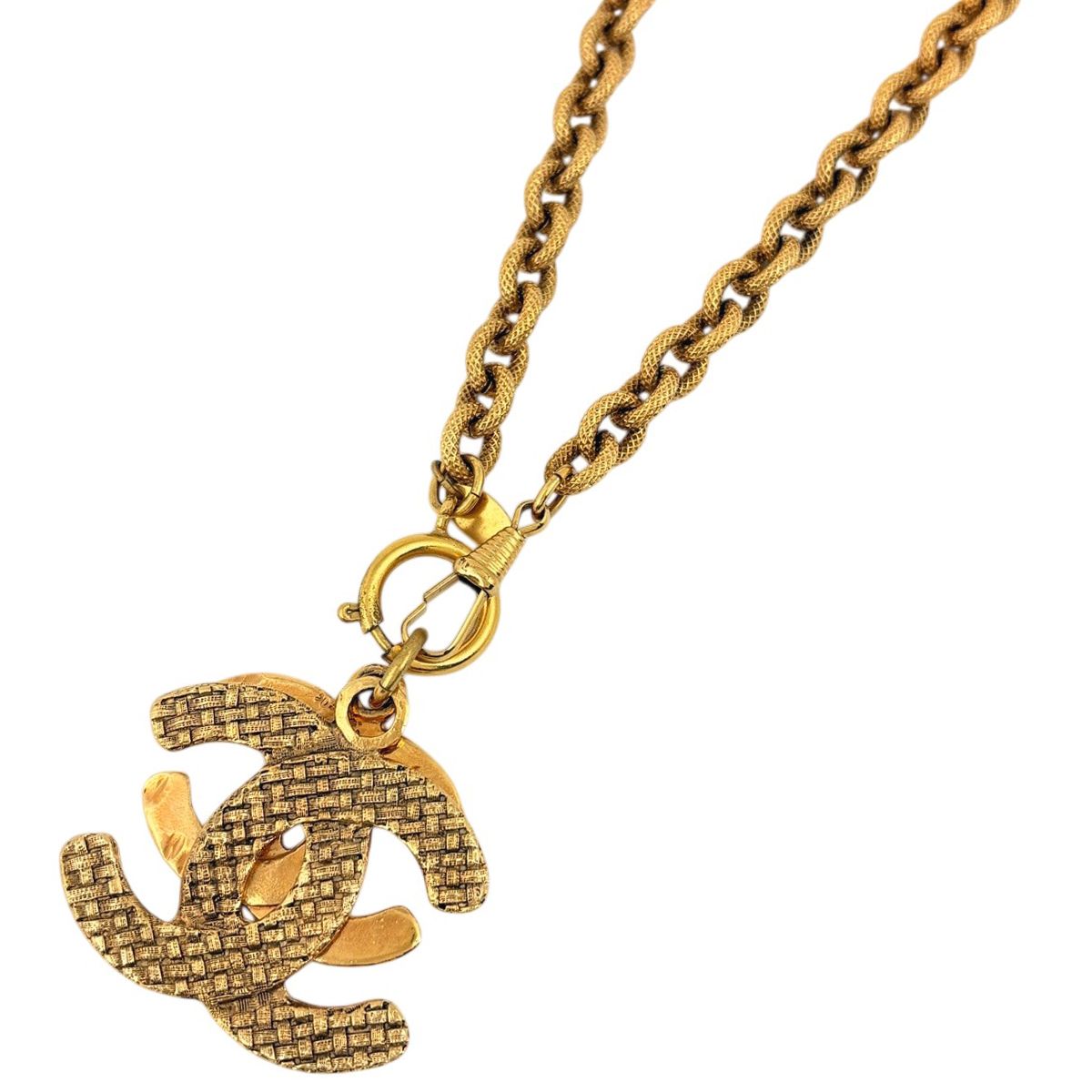 Chanel CC Logo Chain Necklace Long Gold Plated