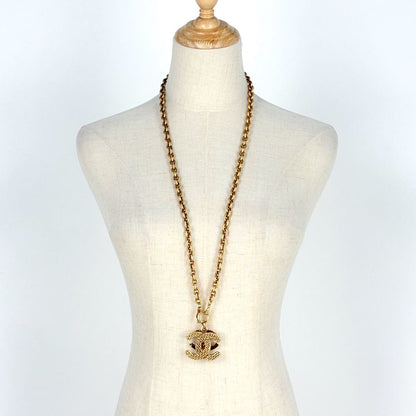 Chanel CC Logo Chain Necklace Long Gold Plated — view 7