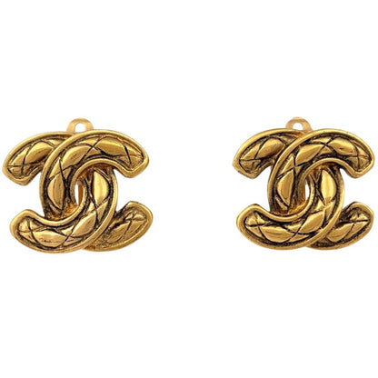 Chanel CC Logo Earrings Gold Plated
