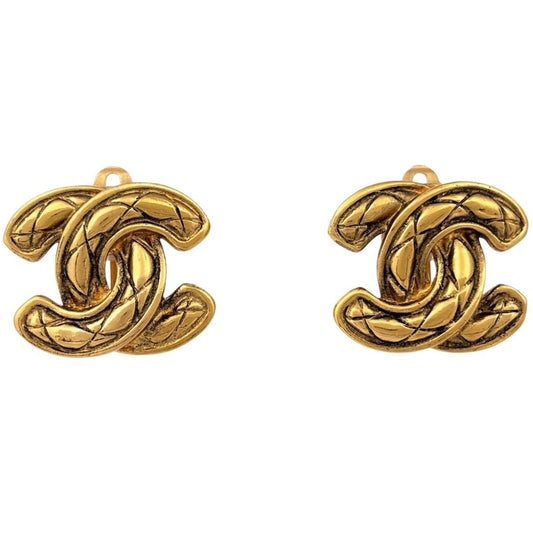 Chanel CC Logo Earrings Gold Plated