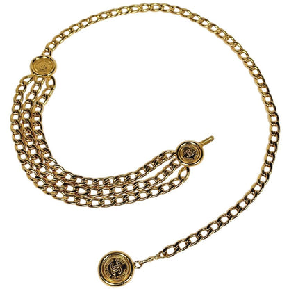 Chanel CC Logo Chain Belt Triple Strand Gold Plated
