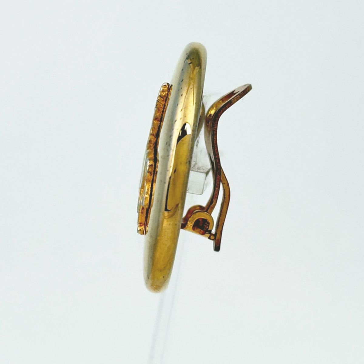 Hermes Logo Round Earrings Pegasus Gold Plated — view 2