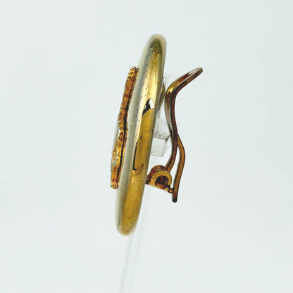 Hermes Logo Round Earrings Pegasus Gold Plated — view 2