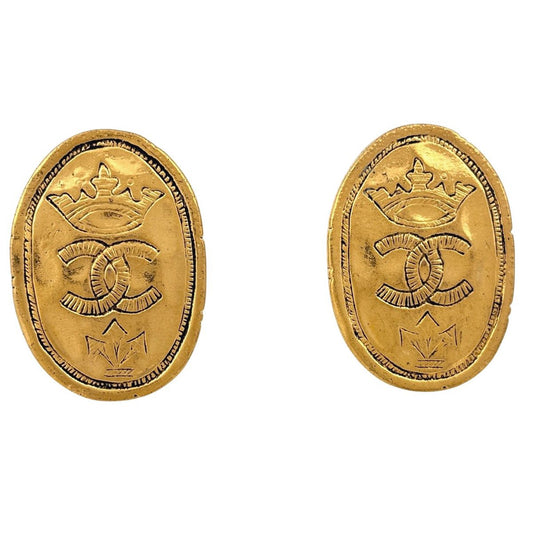 Chanel CC Logo Earrings Gold Plated
