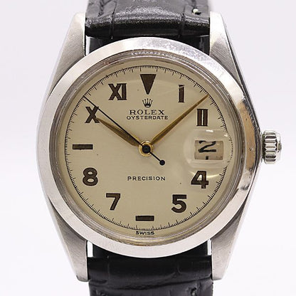 Rolex Oyster Date Precision Hand Wound Ivory Dial Watch