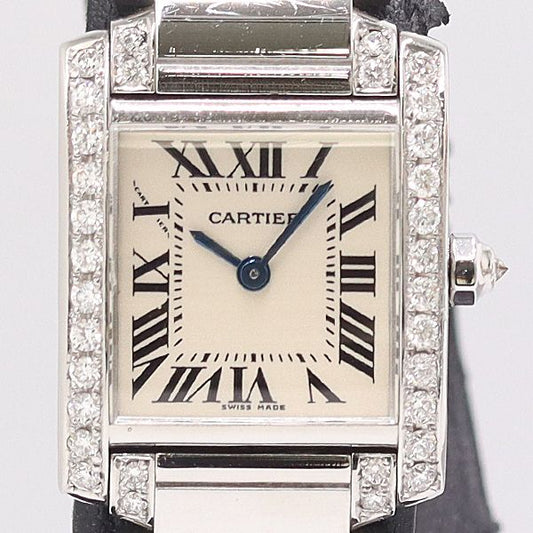 Cartier Tank Francaise SM Quartz Diamond Bezel Ivory Dial Watch