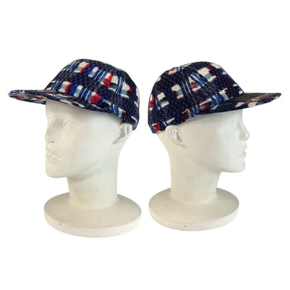 Chanel CC Logo Multicolor Blue White Red Tweed Cap — view 7