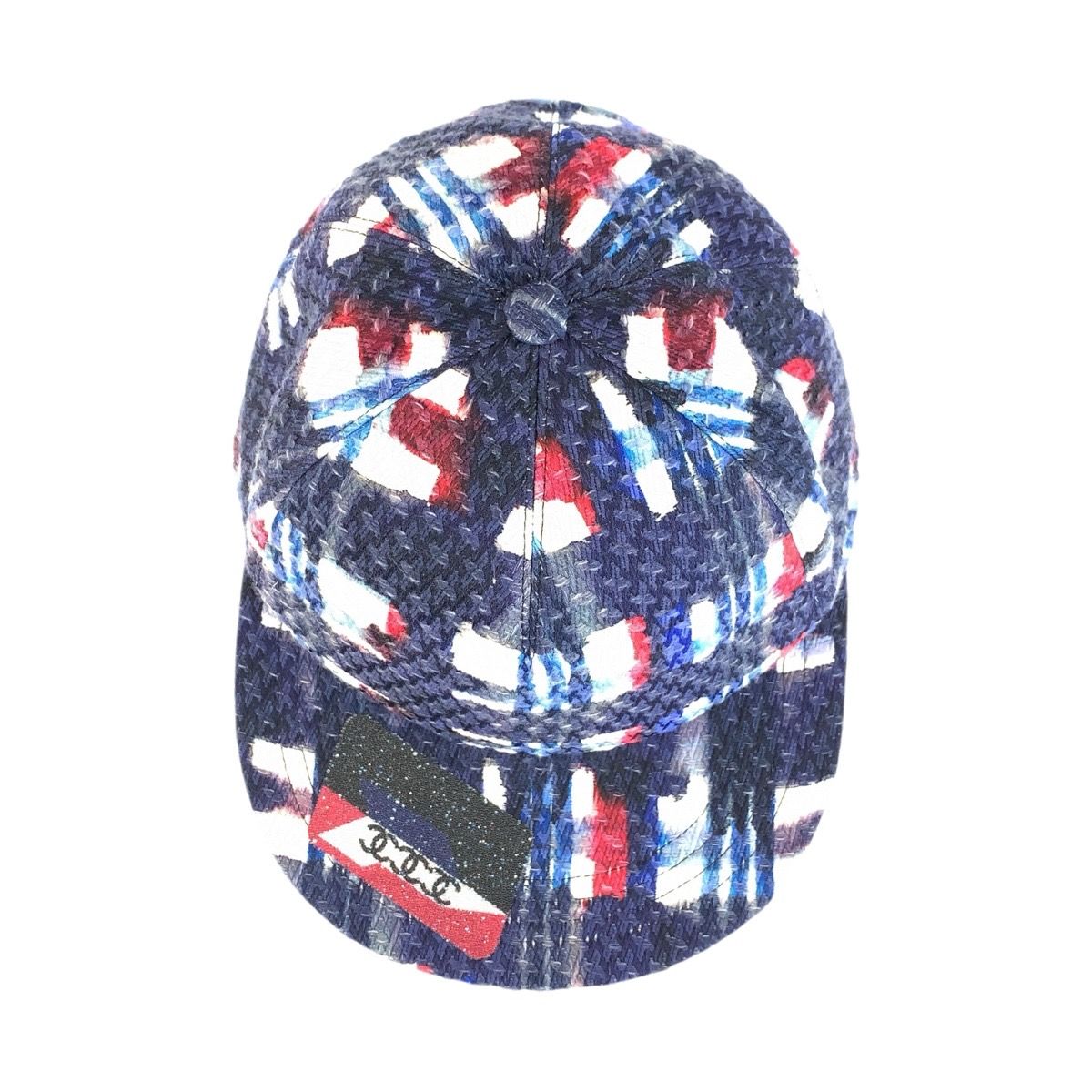 Chanel CC Logo Multicolor Blue White Red Tweed Cap — view 2