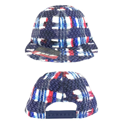 Chanel CC Logo Multicolor Blue White Red Tweed Cap — view 5