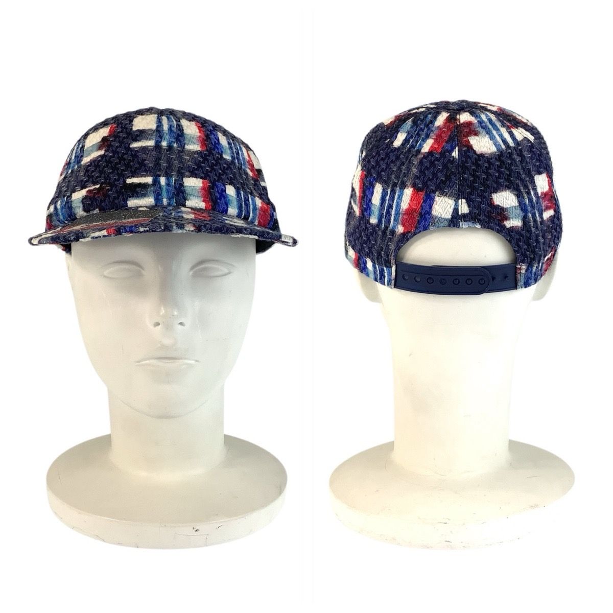 Chanel CC Logo Multicolor Blue White Red Tweed Cap — view 6