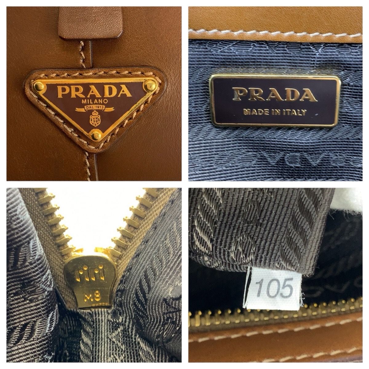 Prada Red Brown Gold Canvas Leather Bowling — view 3