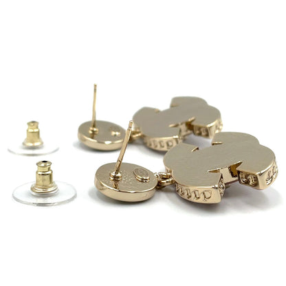 Chanel CC Logo Swing Metal Resin Gold Pink Earrings — view 6