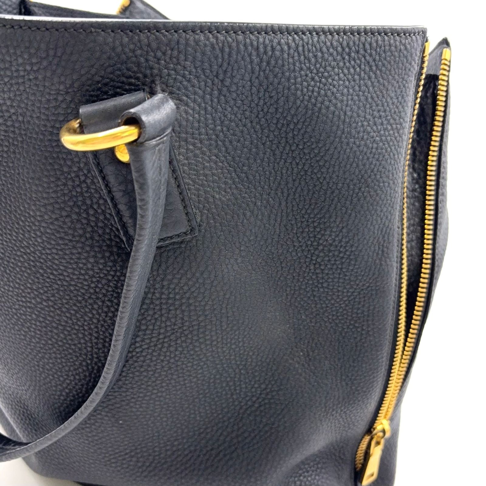 Prada Vitello Daino Leather Black Tote Gold — view 7
