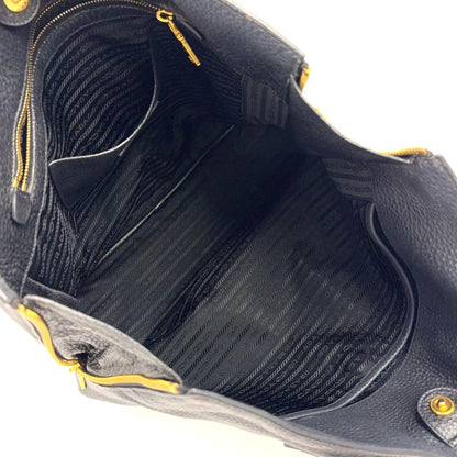 Prada Vitello Daino Leather Black Tote Gold — view 3