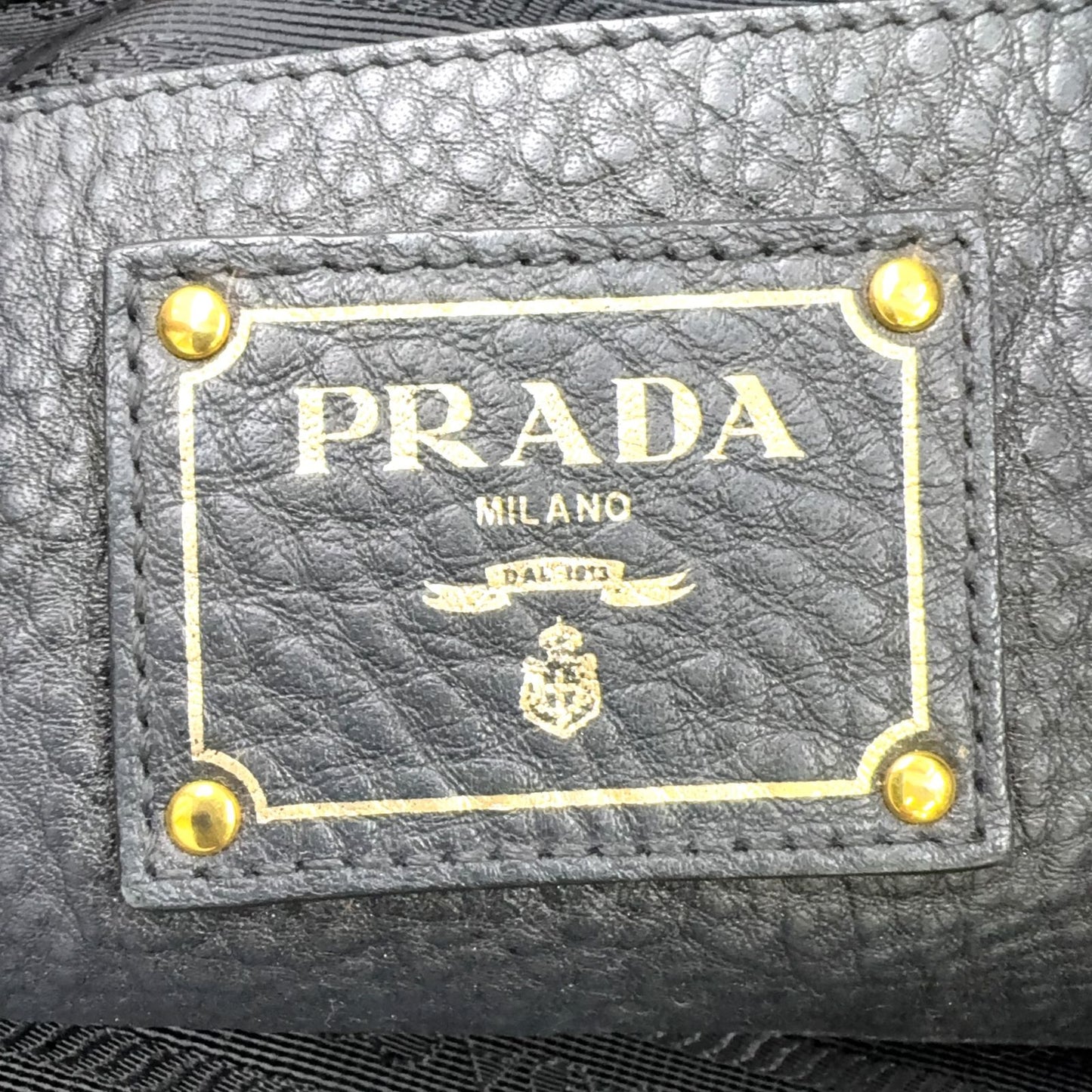 Prada Vitello Daino Leather Black Tote Gold — view 4