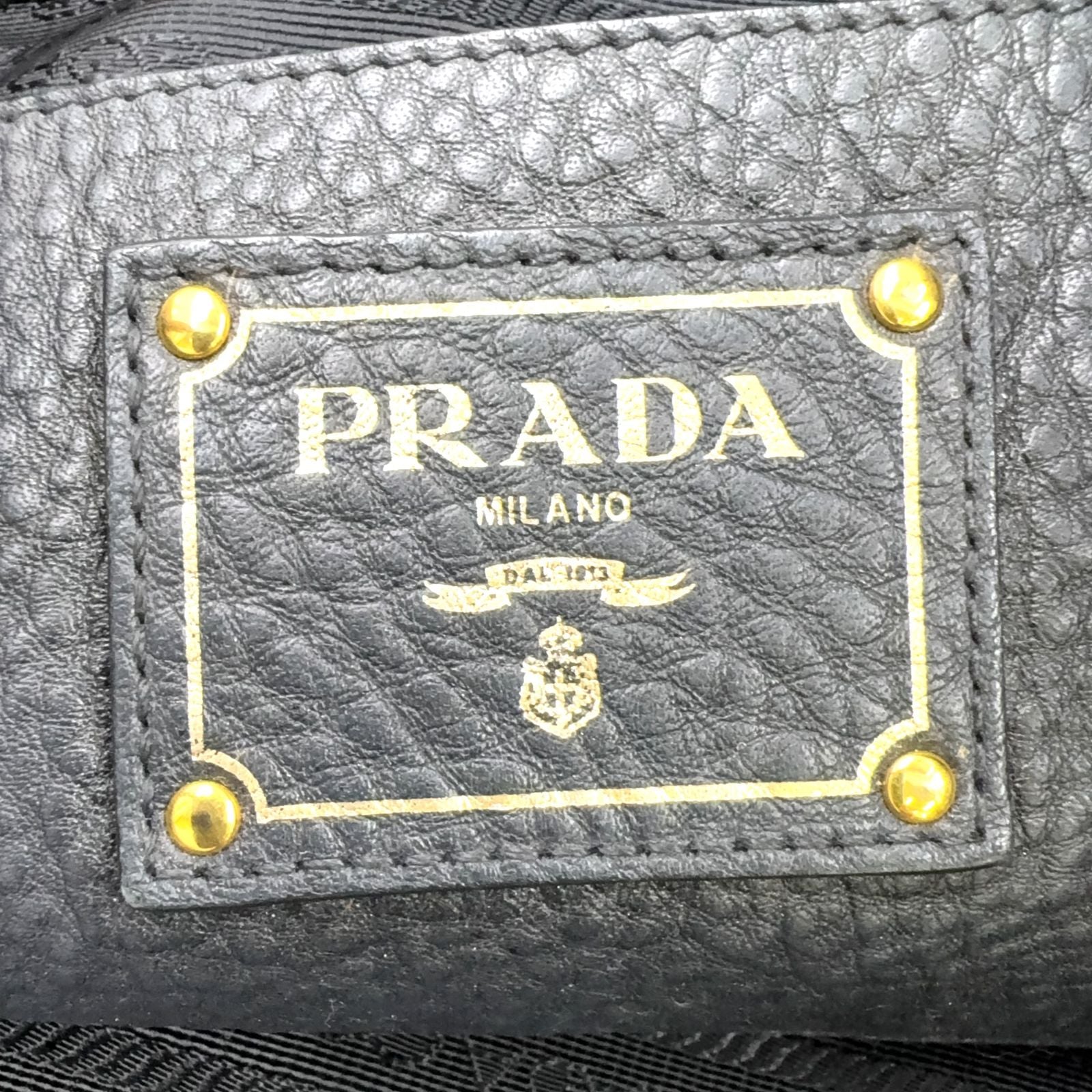 Prada Vitello Daino Leather Black Tote Gold — view 4