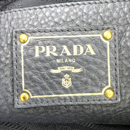 Prada Vitello Daino Leather Black Tote Gold — view 4
