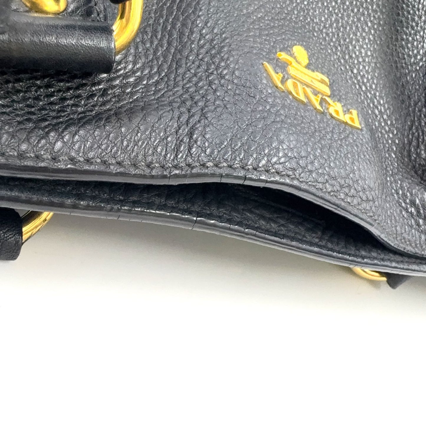 Prada Vitello Daino Leather Black Tote Gold — view 9