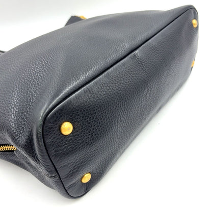 Prada Vitello Daino Leather Black Tote Gold — view 5