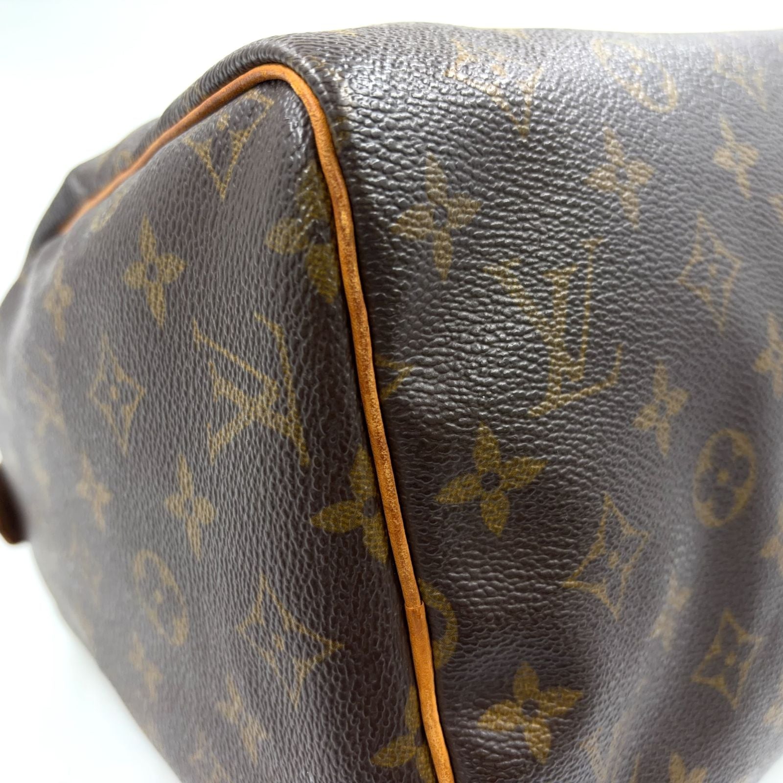 Louis Vuitton Speedy 30 Monogram Leather Brown Light Handbag Gold — view 6