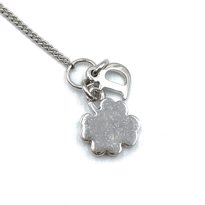 Dior D Logo Triple Strand Heart Double Chain Metal Color Stone Clear Silver — view 5
