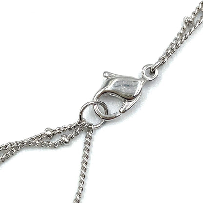 Dior D Logo Triple Strand Heart Double Chain Metal Color Stone Clear Silver — view 7