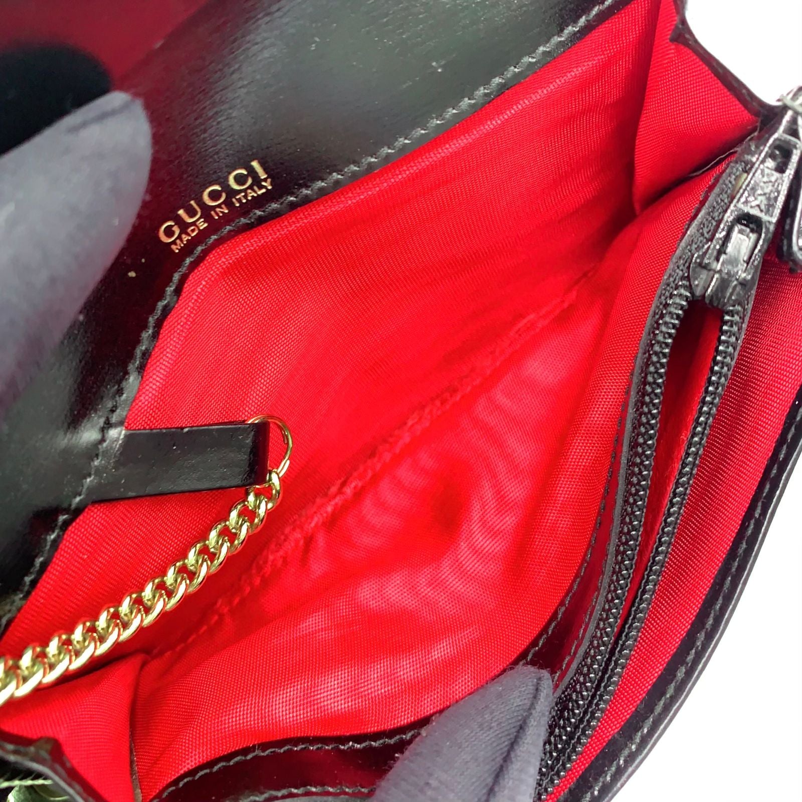 Gucci Logo Leather Black Coin Case Gold — view 3