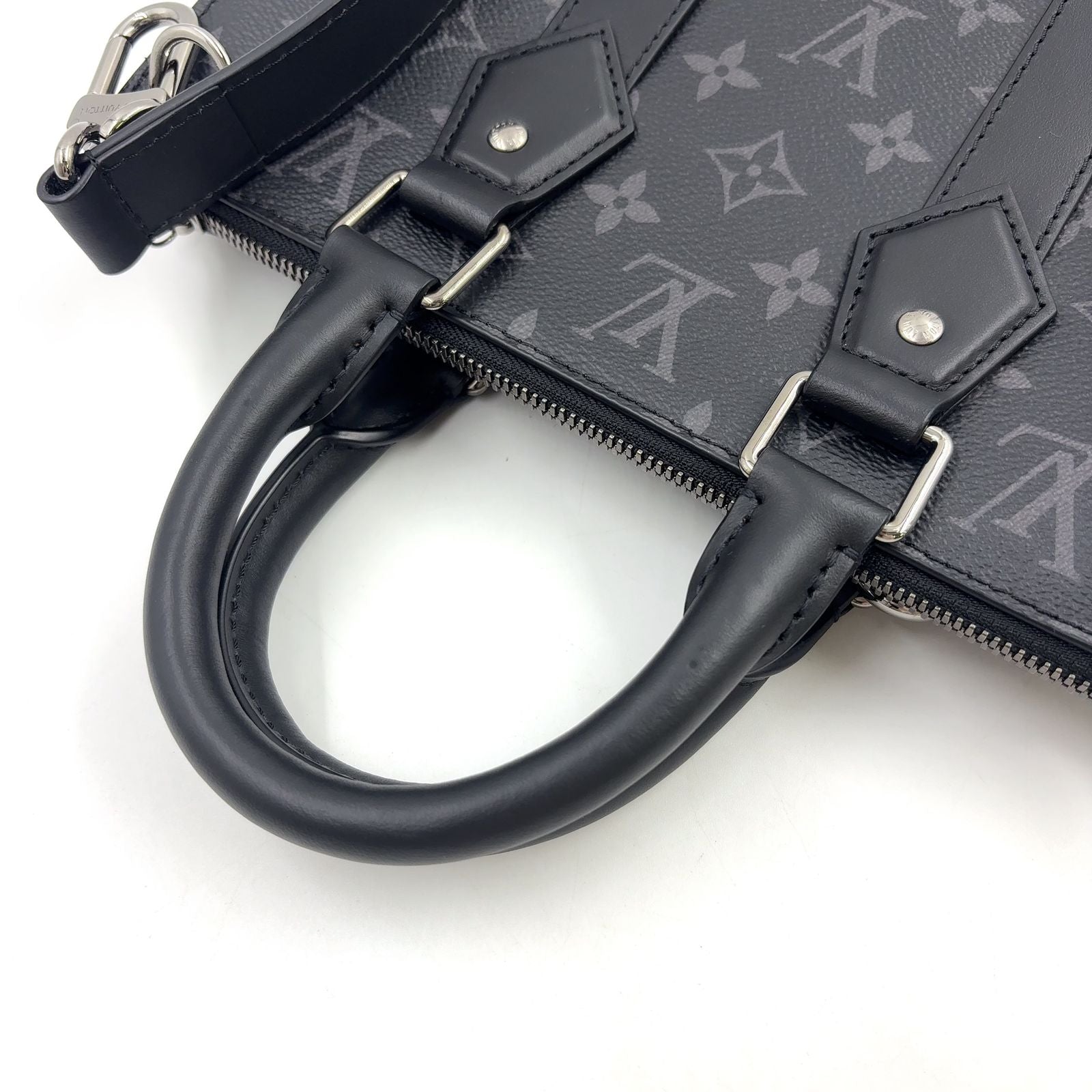 Louis Vuitton Sac Plat Cross 2-Way Shoulder Leather Black Handbag Silver — view 6