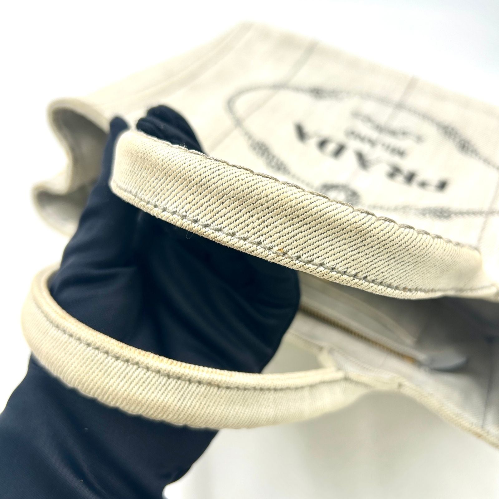 Prada Canapa Denim Light Gray Tote Gold — view 6