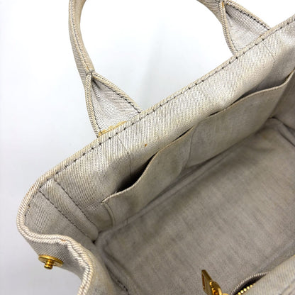 Prada Canapa Denim Light Gray Tote Gold — view 7
