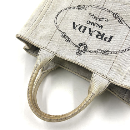 Prada Canapa Denim Light Gray Tote Gold — view 5