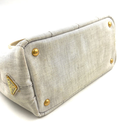 Prada Canapa Denim Light Gray Tote Gold — view 8