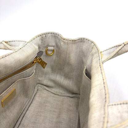 Prada Canapa Denim Light Gray Tote Gold — view 9