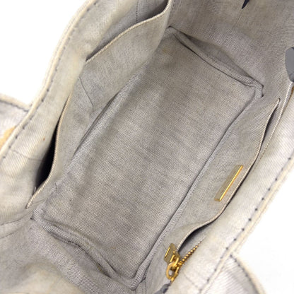 Prada Canapa Denim Light Gray Tote Gold — view 3