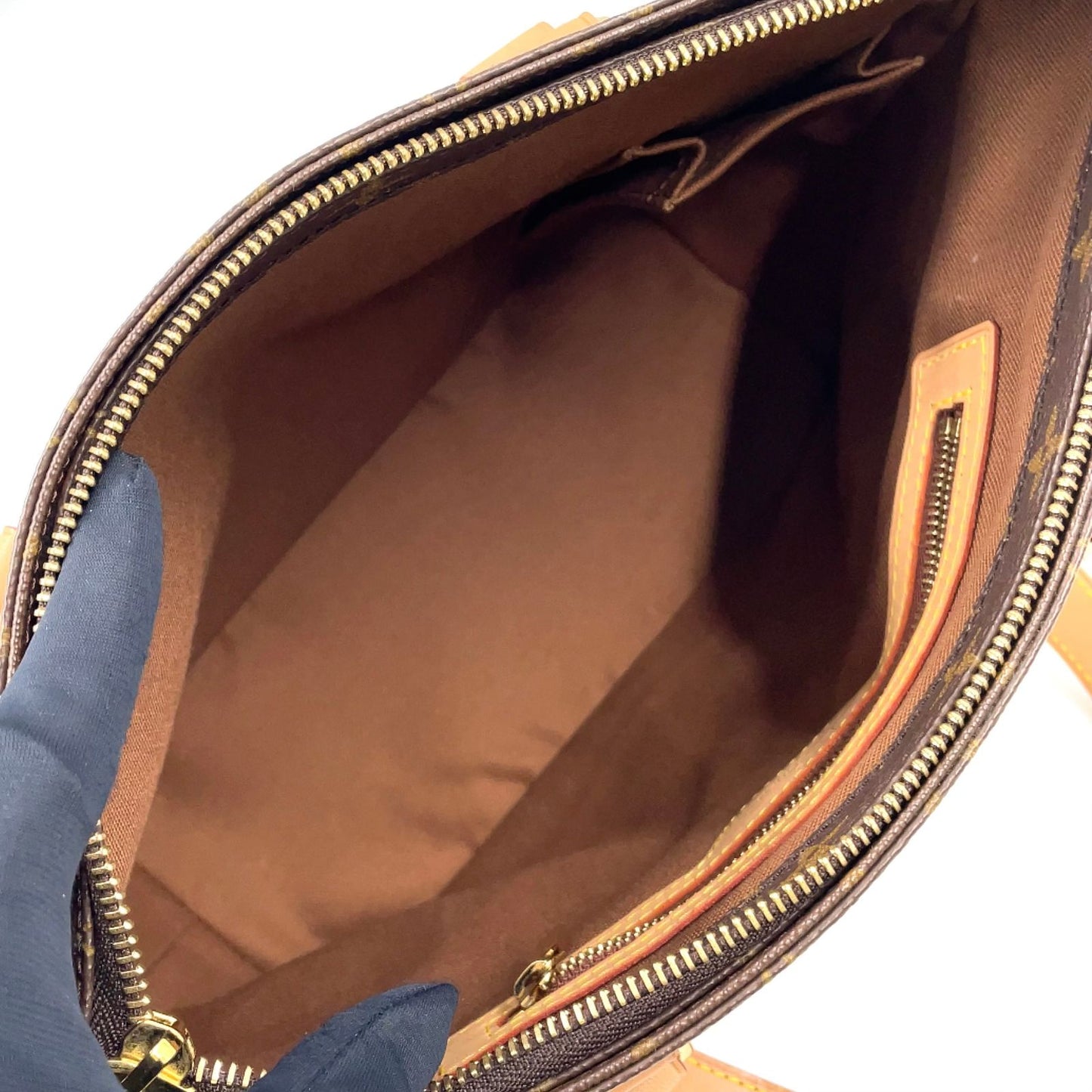 Louis Vuitton Cabas Piano Monogram Leather Brown Light Tote Gold — view 3