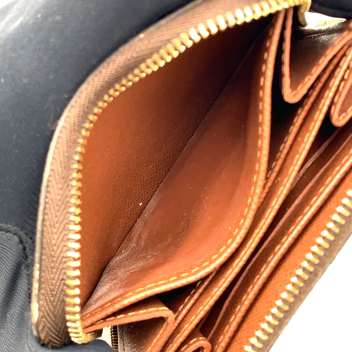 Louis Vuitton Zippy Coin Purse Monogram Leather Brown Case Gold — view 8