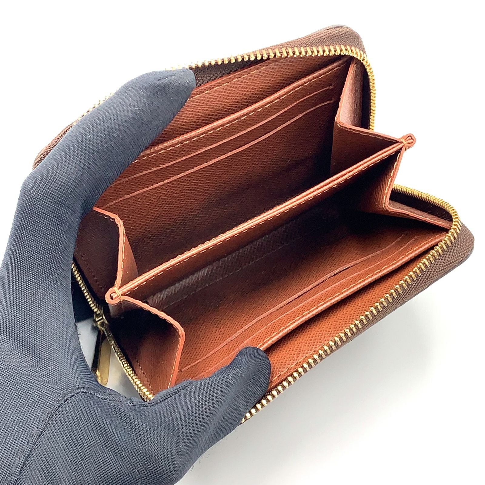 Louis Vuitton Zippy Coin Purse Monogram Leather Brown Case Gold — view 3