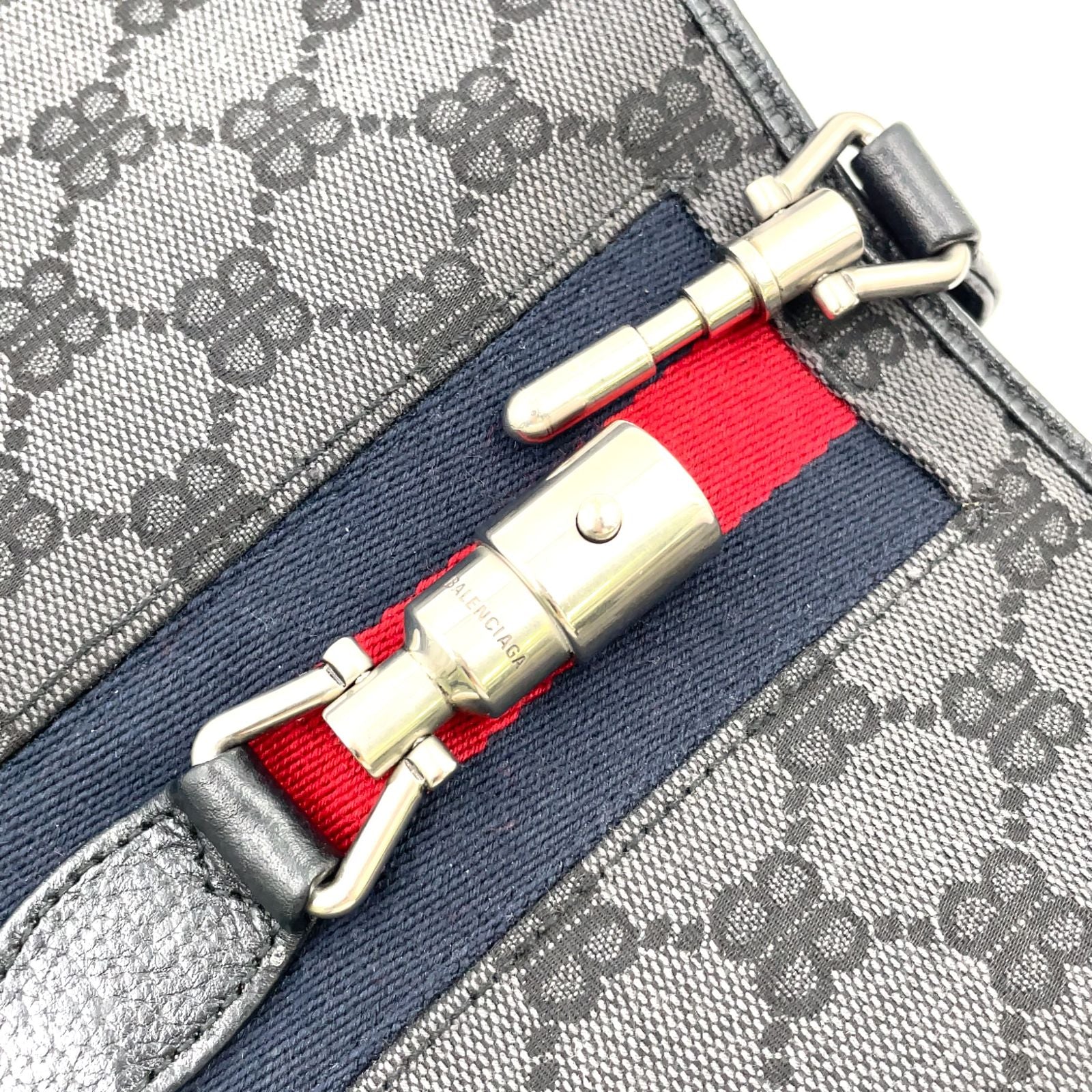 Gucci Jackie Leather Canvas Gray Black Multicolor Handbag Silver — view 7