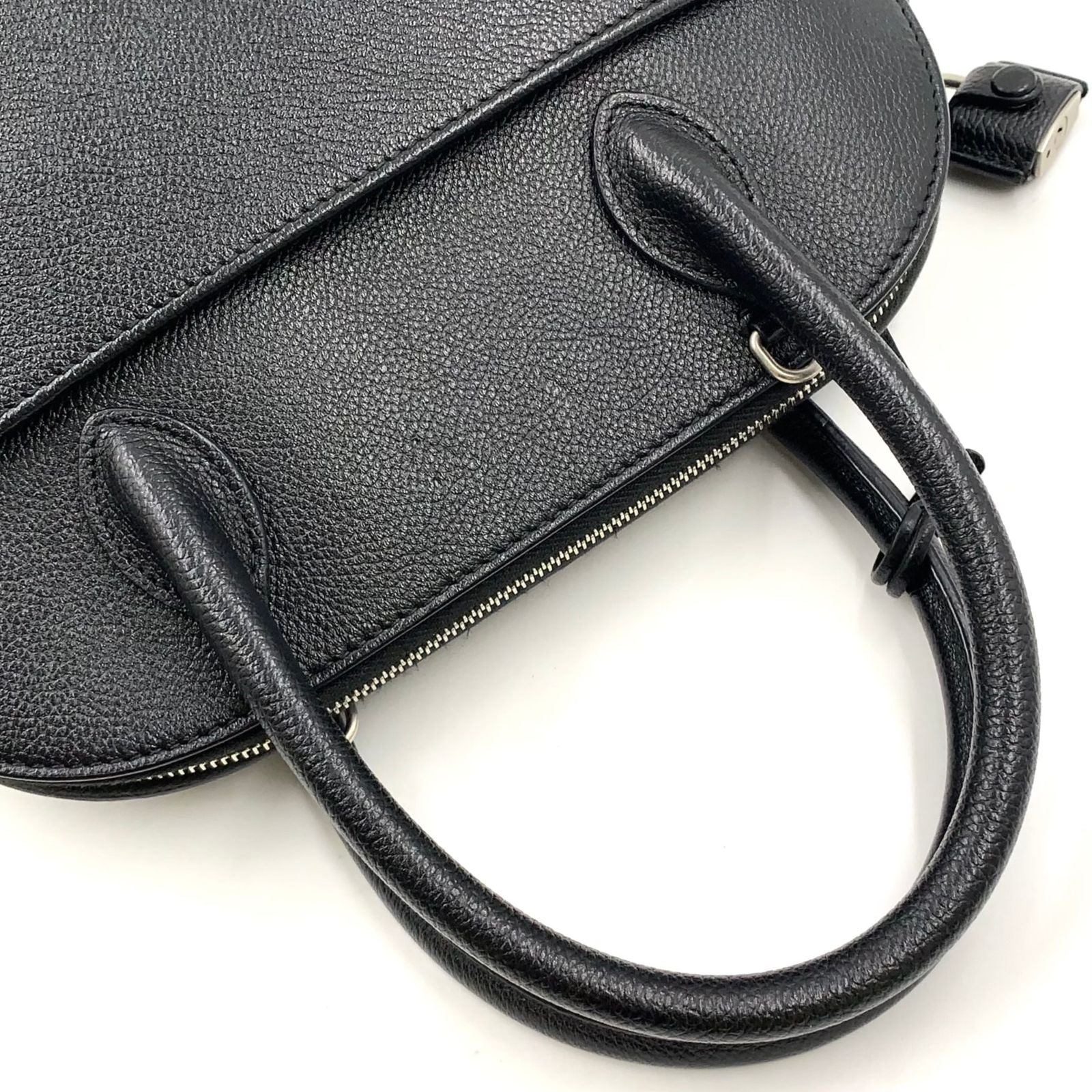 Balenciaga Ville Zipper Pull Missing Leather Black Handbag Silver — view 6