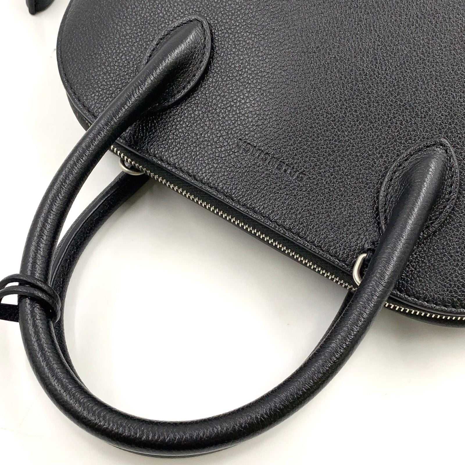 Balenciaga Ville Zipper Pull Missing Leather Black Handbag Silver — view 5