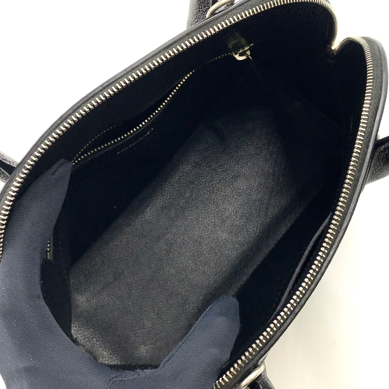 Balenciaga Ville Zipper Pull Missing Leather Black Handbag Silver — view 3
