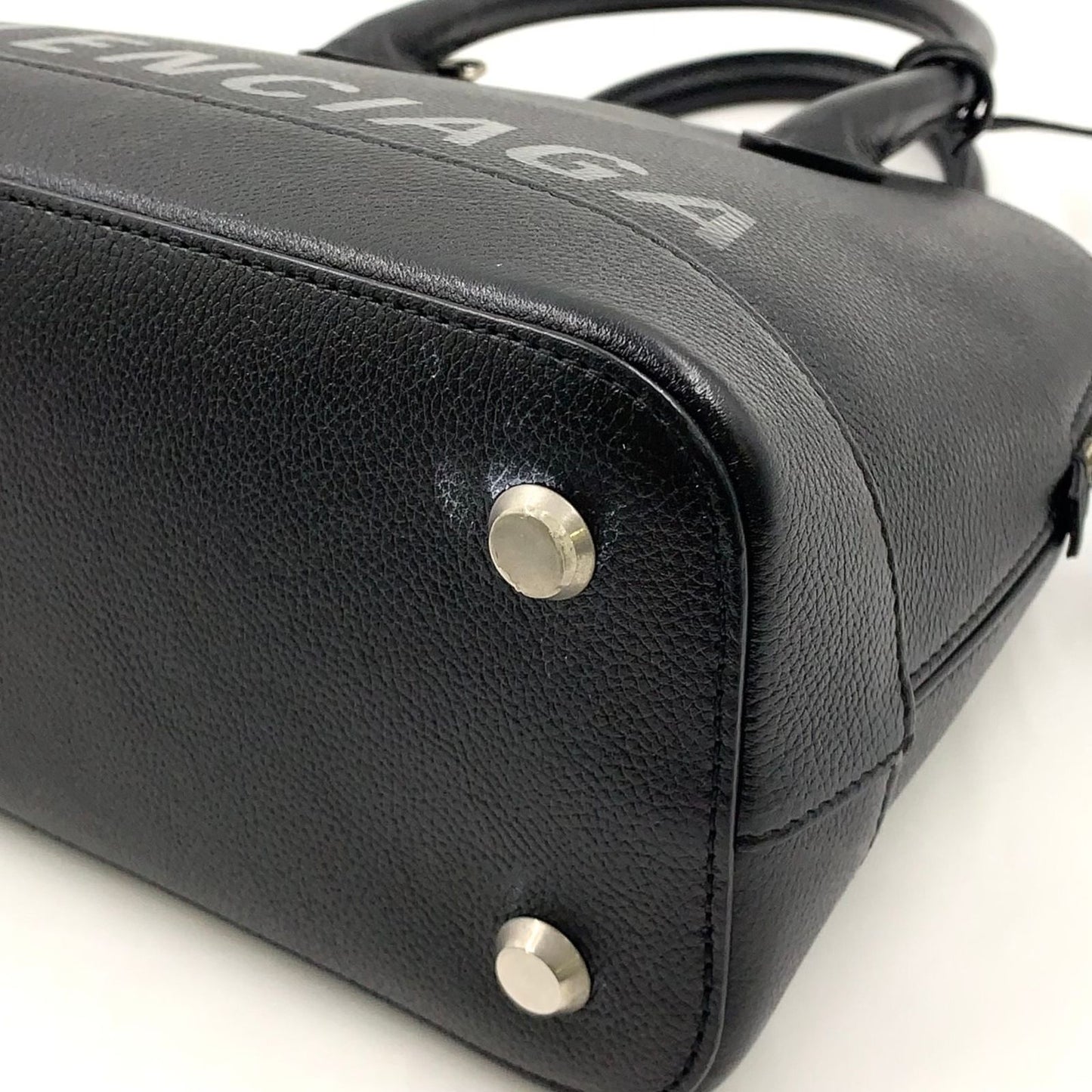 Balenciaga Ville Zipper Pull Missing Leather Black Handbag Silver — view 9