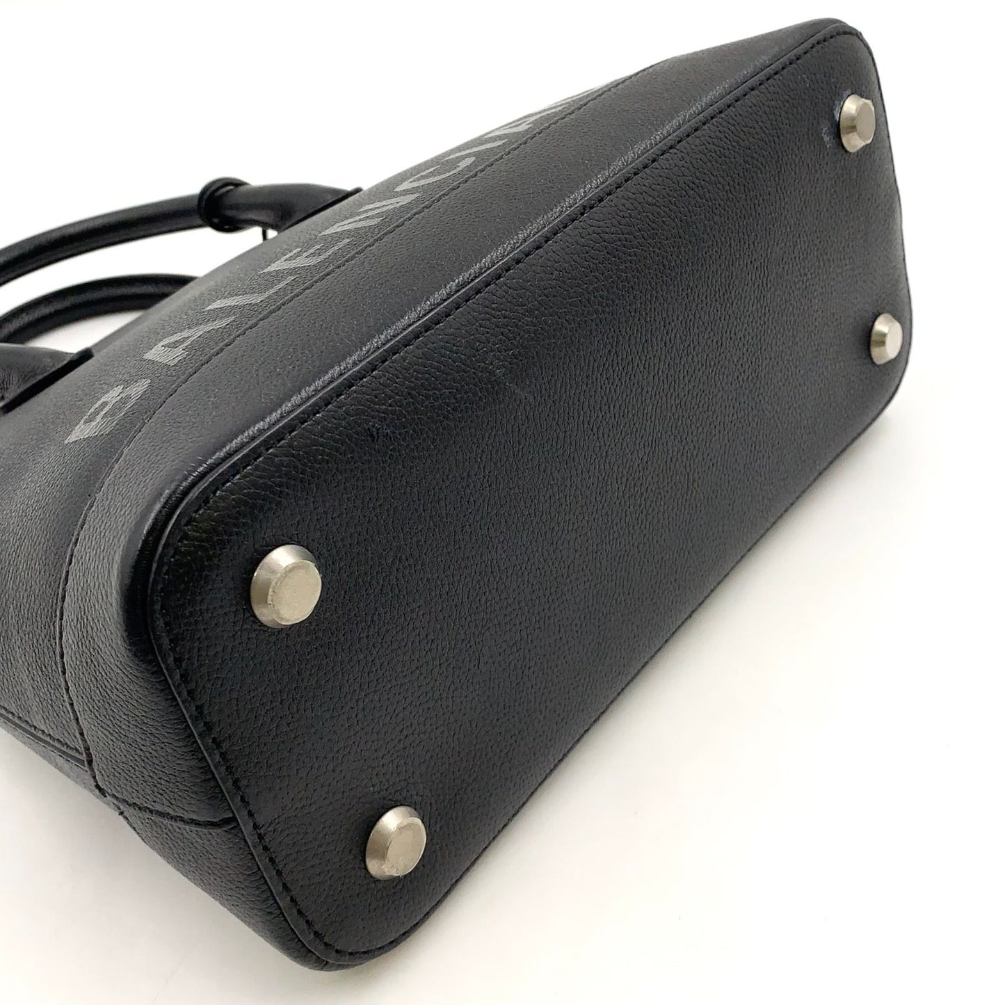 Balenciaga Ville Zipper Pull Missing Leather Black Handbag Silver — view 8