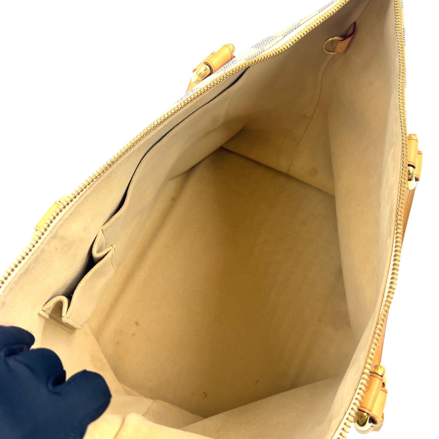 Louis Vuitton Damier Azur Leather White Tote Gold — view 3