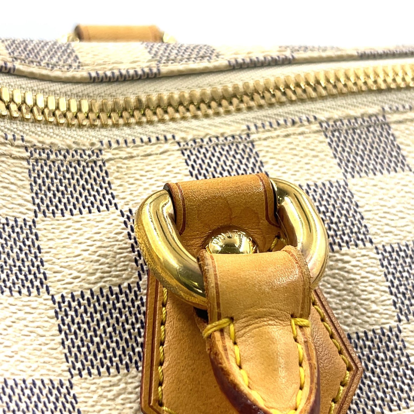 Louis Vuitton Damier Azur Leather White Tote Gold — view 7