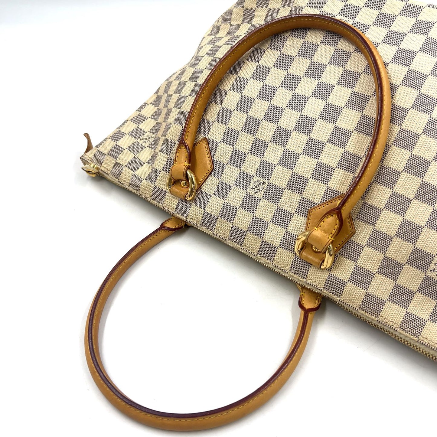Louis Vuitton Damier Azur Leather White Tote Gold — view 6