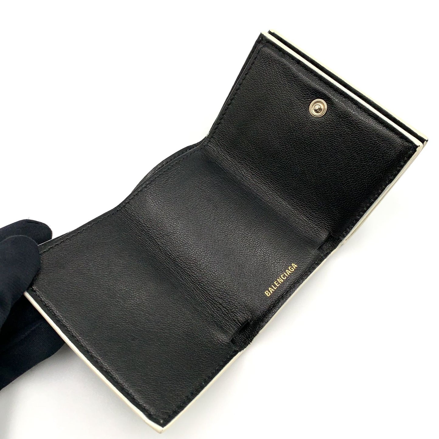 Balenciaga Ville Leather White Mini Wallet Silver — view 3