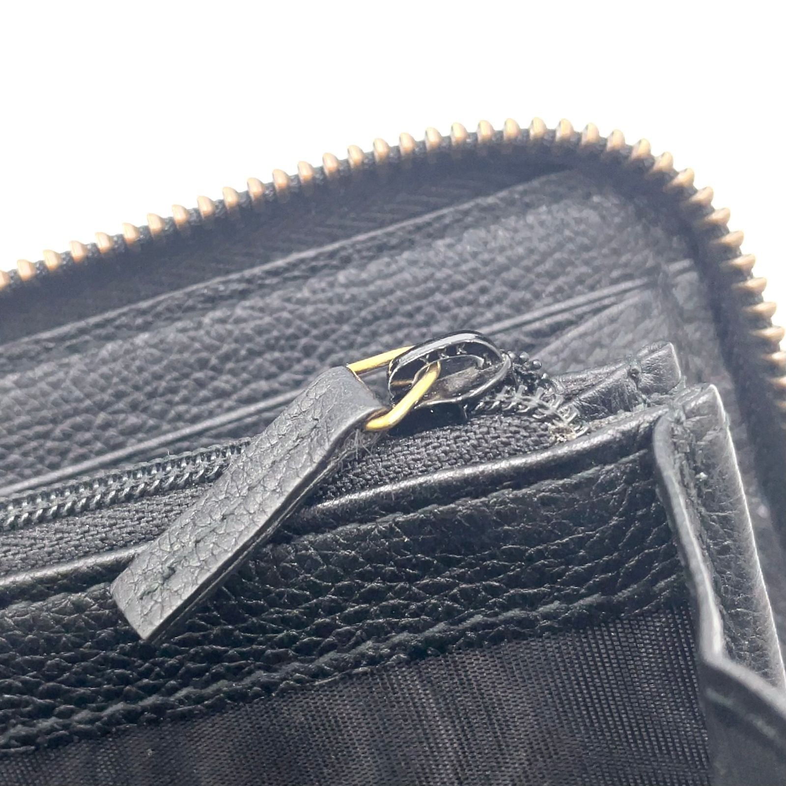 Gucci Logo Print Zip Around Leather Green Black Red Wallet Gold — view 8